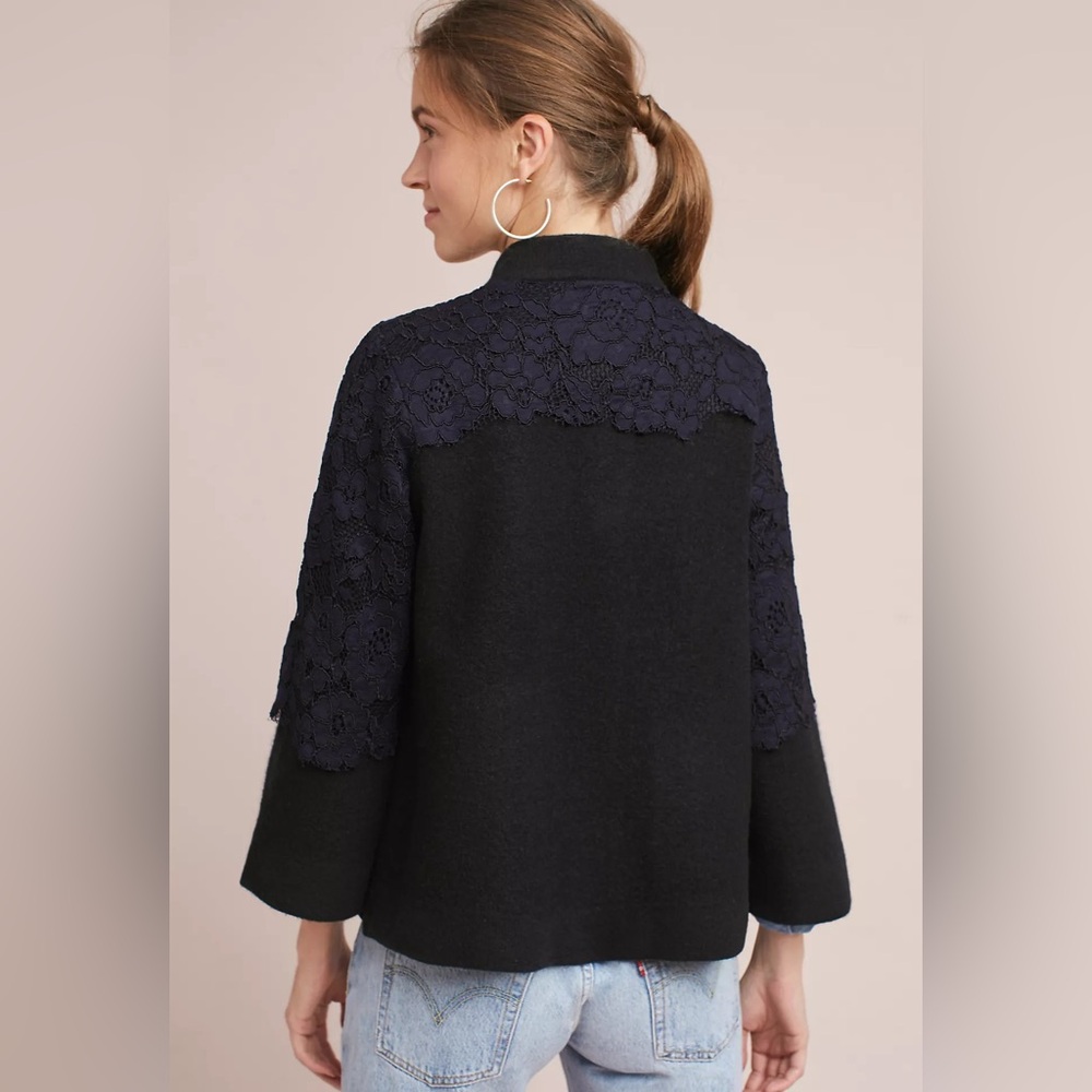 Anthropologie Field Flower Wool Lace Bell Sleeve Sweater Jacket size M - Picture 2 of 9